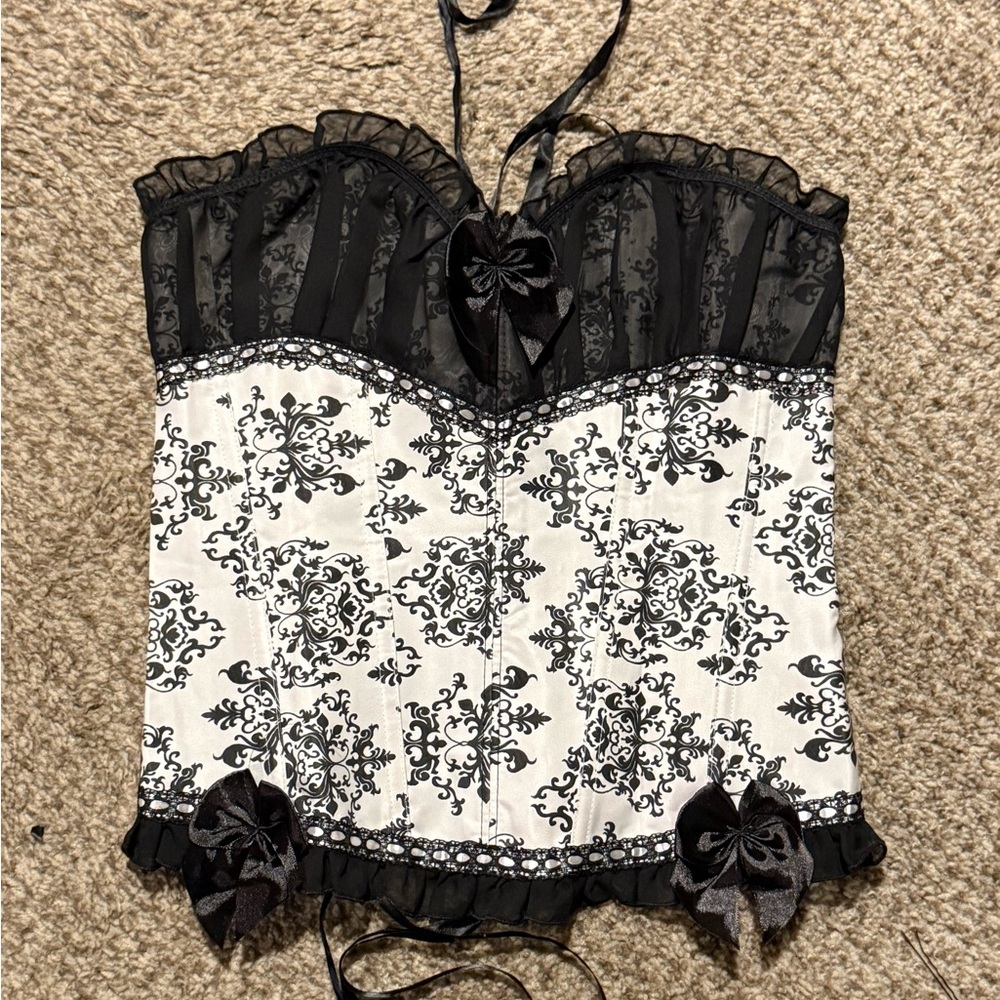 Elegant Black and White Corset Top